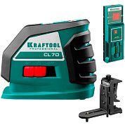 Нивелир лазерный KRAFTOOL CL-70&nbsp;&nbsp;(20/70м,IP54,точн.+/-0,2 мм/м,) c держателем+питание4хАА